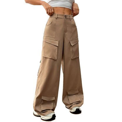 Damen Cargo-Hose Weite Passform Elastischer Bund