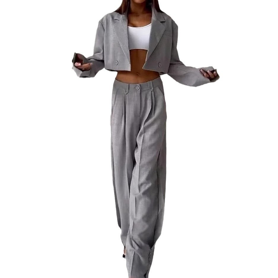 Damen Oversized Blazer Ensemble mit hoch taillierten Hosen Eveloria