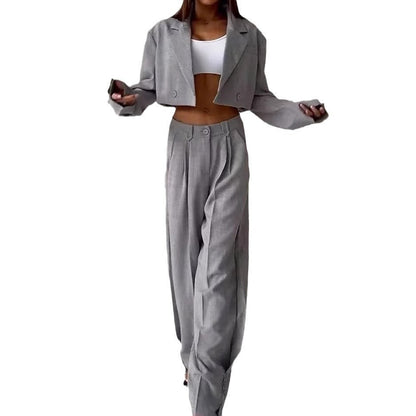 Damen Oversized Blazer Ensemble mit hoch taillierten Hosen Eveloria
