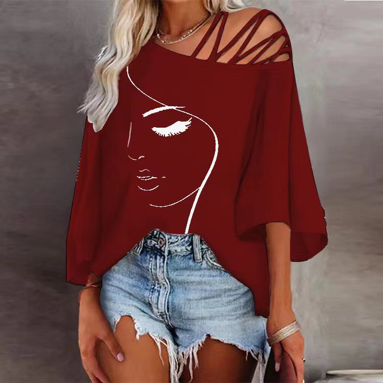 Eveloria Damen Print T-Shirt Lässig Lockeres Design