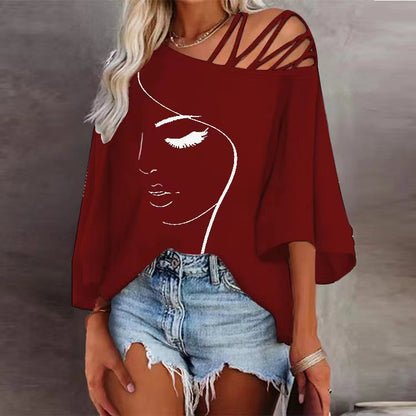 Eveloria Damen Print T-Shirt Lässig Lockeres Design