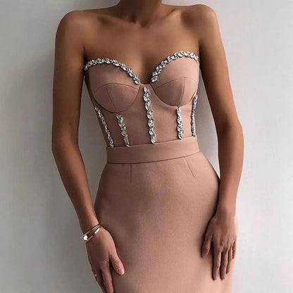 Damen Abendkleid Figurbetont mit Bustier-Optik und