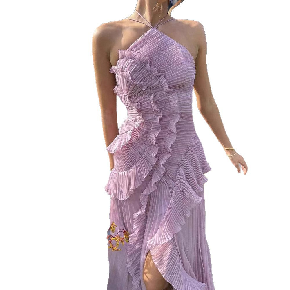Damen Wickelkleid mit Faltenrock und Rüschendetails Eveloria