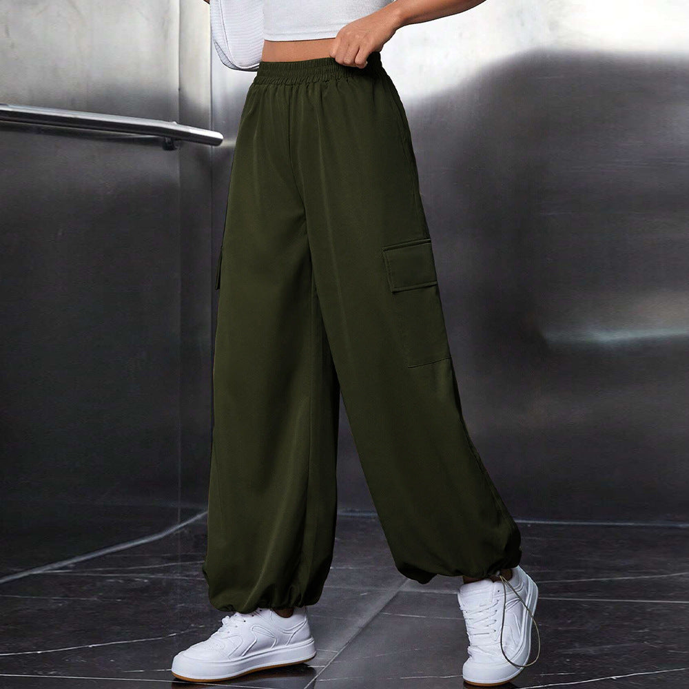 Damen Cargo-Hose Elastischer Bund Weite Beine Eveloria
