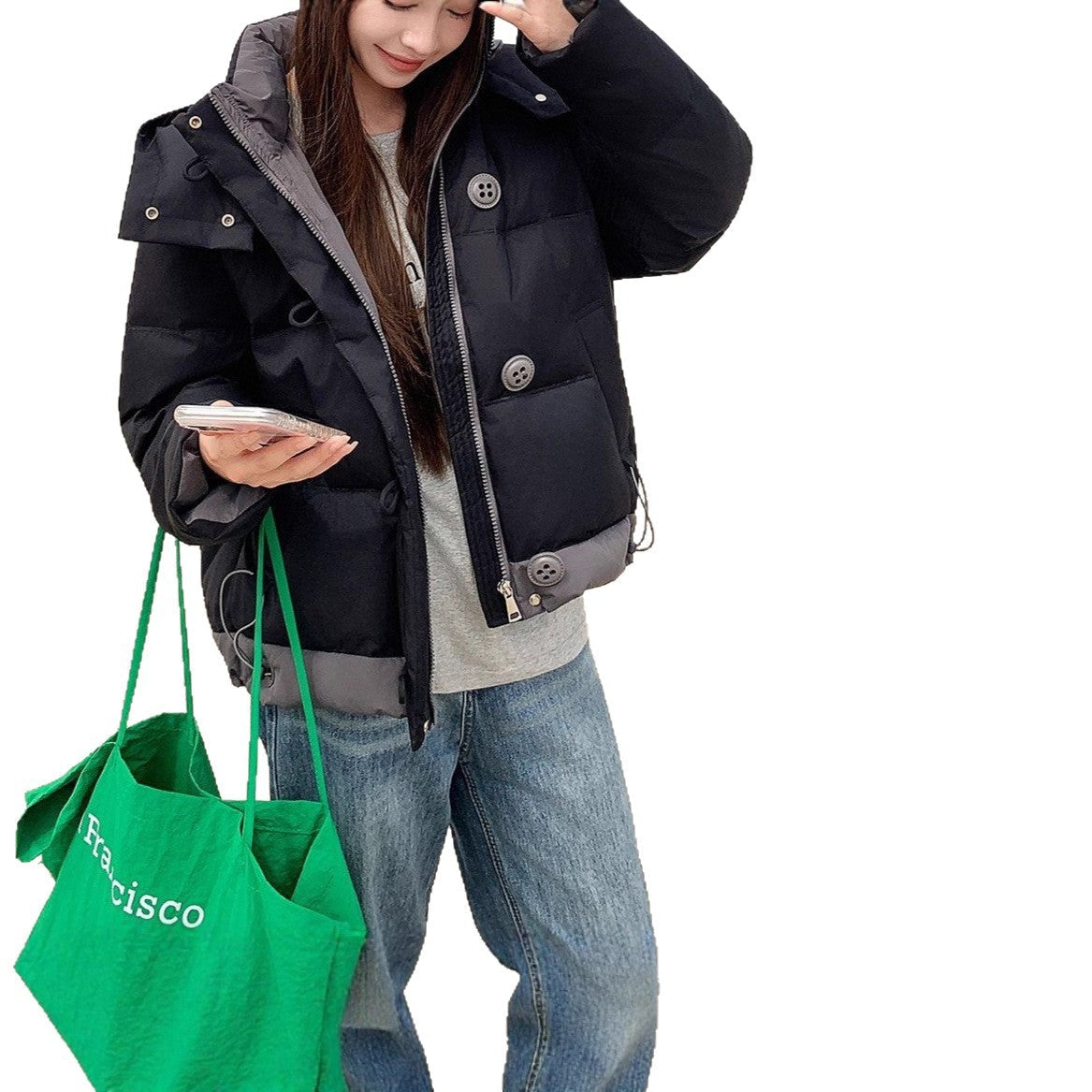 Damen Übergangsjacke Stehkragen Taschen Eveloria