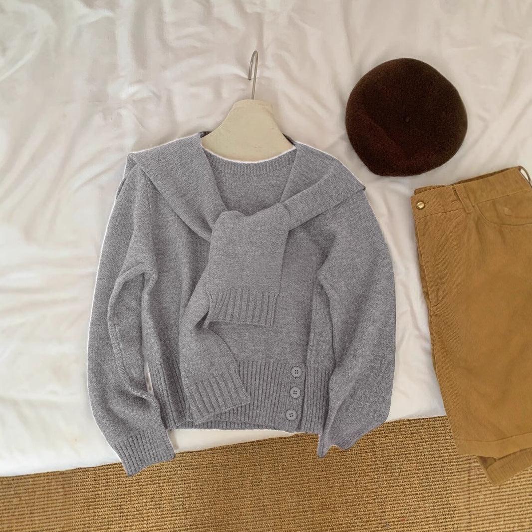 Damen Pullover Abnehmbarer Kragen Eveloria