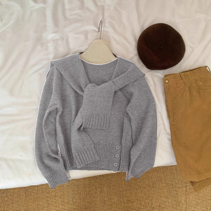Damen Pullover Abnehmbarer Kragen Eveloria