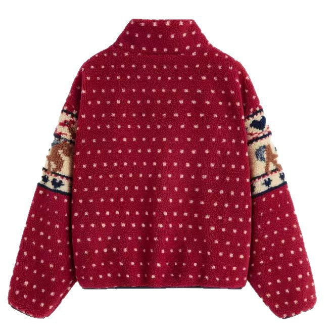 Damen Fleecejacke Tiermuster Hochkragen Eveloria