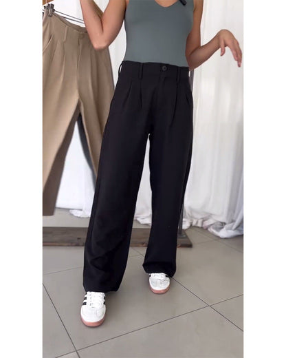 Damen High-Waist-Hosen mit Falten Eveloria