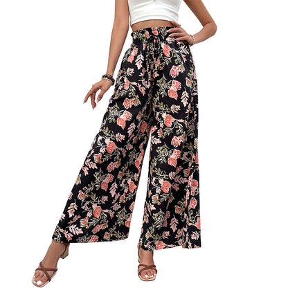 Damen Palazzo-Hosen Floralmuster Elastischer Bund Eveloria