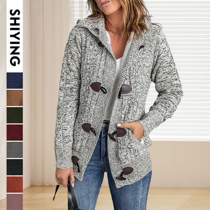 Damen Strickjacke Hochkragen Bequem Grün - Eveloria