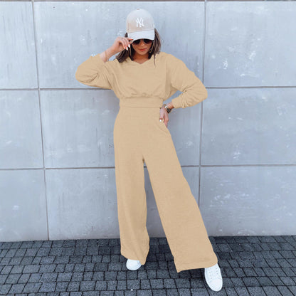 Damen Jumpsuit Weites Bein Kapuze Eveloria
