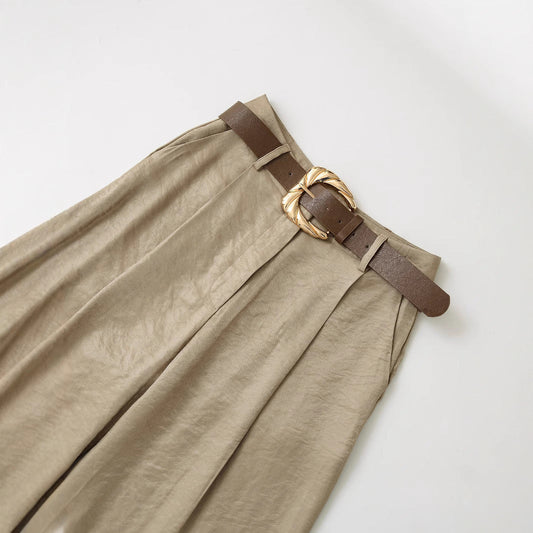 Damen Culotte Weit Geschnitten mit Gürtel Schwarz Eveloria - Eveloria