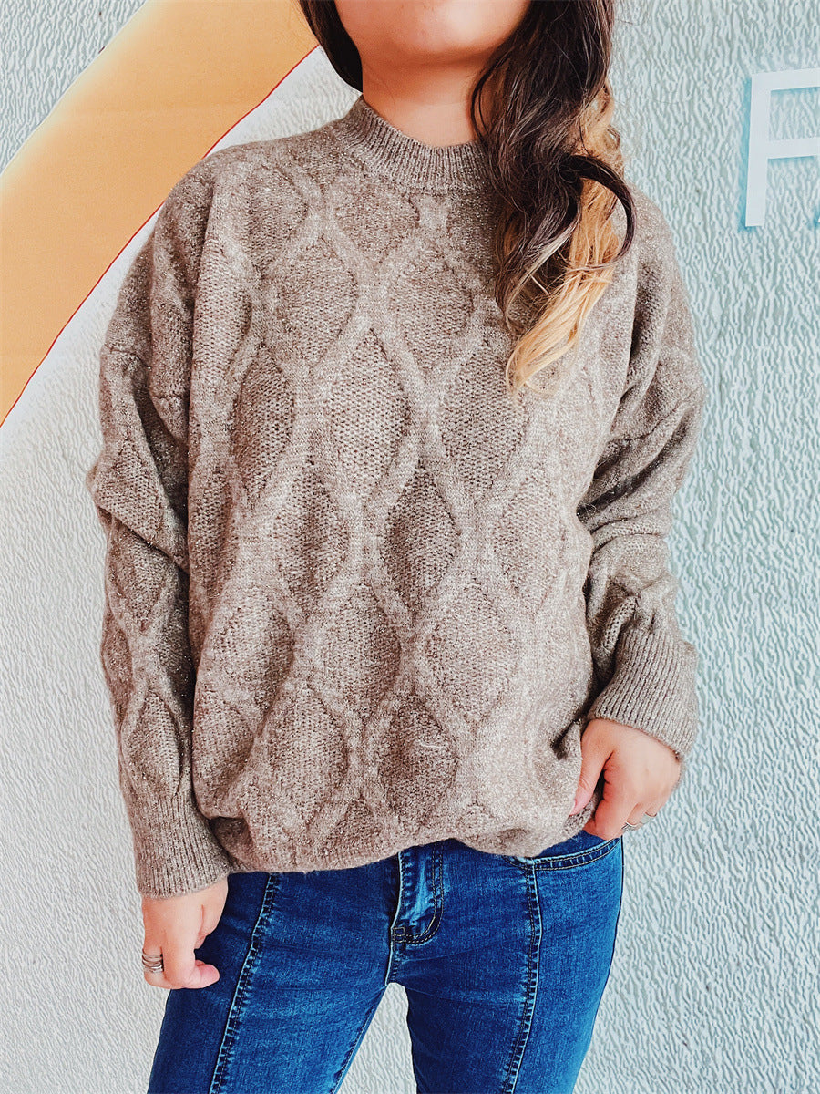 Damen Grobstrickpullover Jacquard-Muster Eveloria