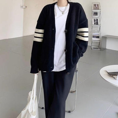 Damen Strickjacke Oversized Bequem Grau Eveloria