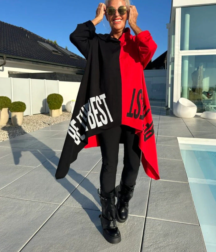 Damen Oversized Hoodie Kontrastfarben Eveloria