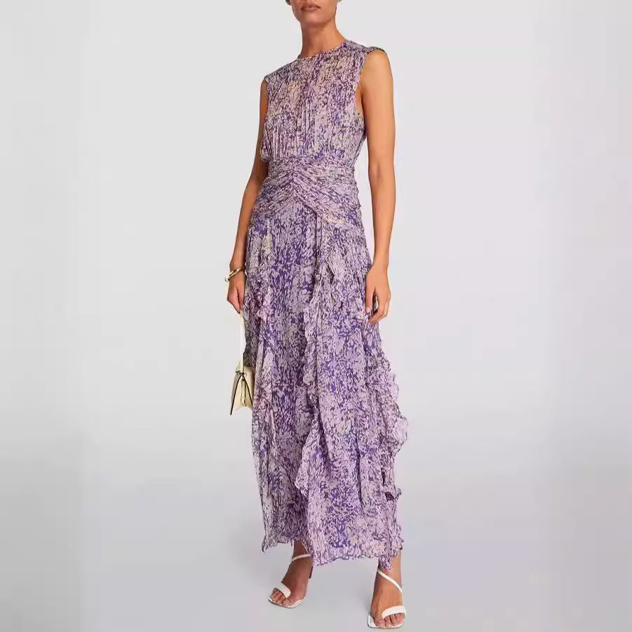 Damen Maxikleid Wickelkleid Rüschendetails Floralmuster Eveloria - Eveloria