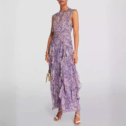 Damen Maxikleid Wickelkleid Rüschendetails Floralmuster Eveloria - Eveloria