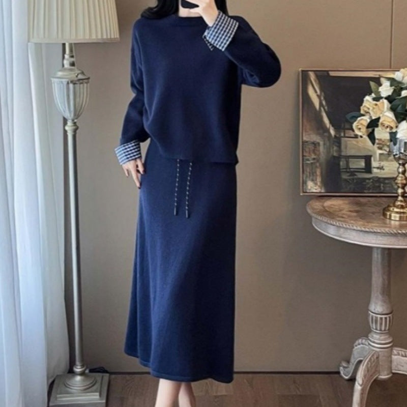 Damen Strickkleid mit Abnehmbarem Kragen und Tunnelzug Eveloria