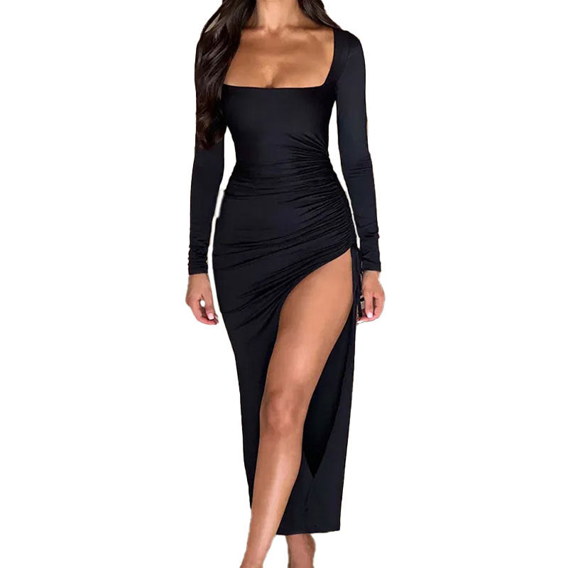Damen Maxikleid Raffung Formschnitt Eveloria