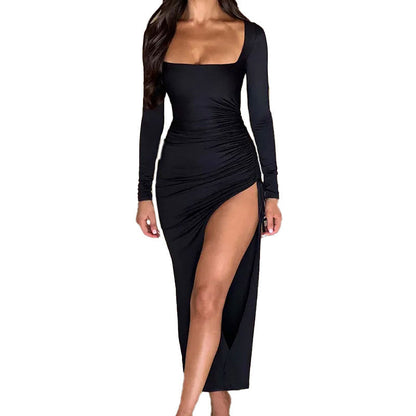 Damen Maxikleid Raffung Formschnitt Eveloria