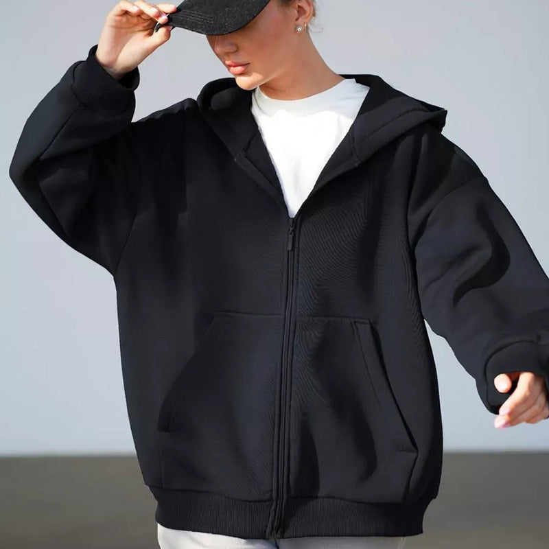 Damen Zip-Hoodie-Jacke Weich Kängurutaschen Eveloria