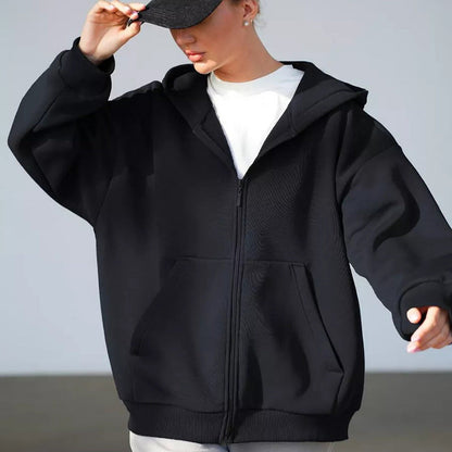Damen Zip-Hoodie-Jacke Weich Kängurutaschen Eveloria