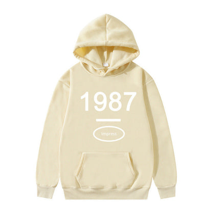 Damen Kapuzenpullover Kängurutasche Baumwolle Beige