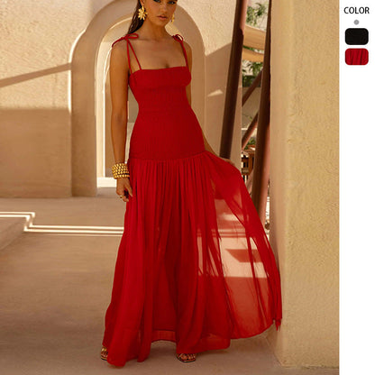 Damen Maxi-Kleid Verstellbare Spaghettiträger Eleganter Schnitt - Eveloria