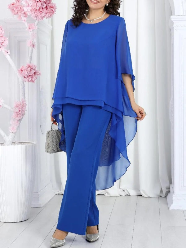 Damen Tunika mit transparenter Überlagerung und elegante Hose