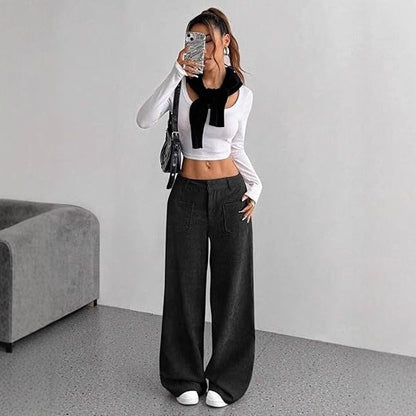 Damen Cordhose Weit Bequem Eveloria