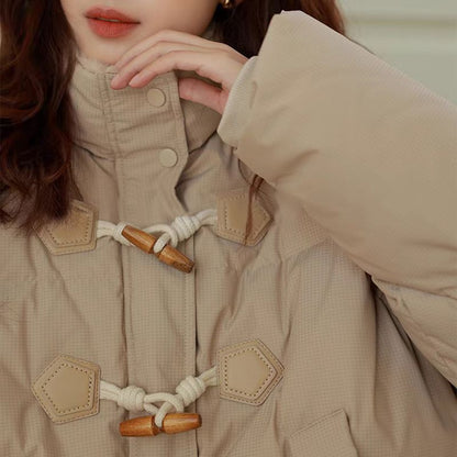 Damen Steppjacke Übergroß Hochkragen Knopfdetails Eveloria