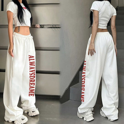 Damen Sweatpants Elastischer Bund Motivierender Schriftzug Schwarz - Eveloria