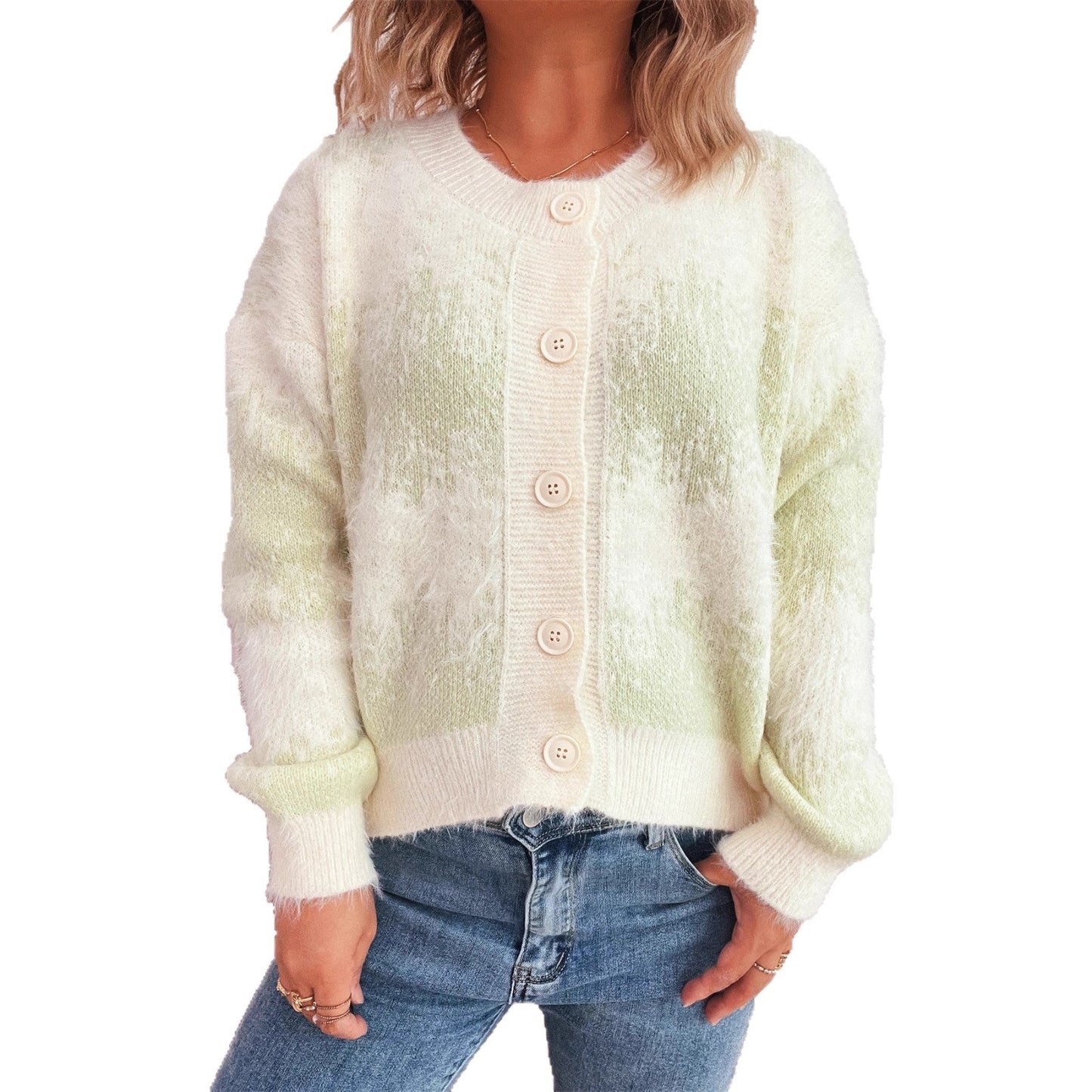 Damen Strickjacke Farbenfrohes Muster Eveloria