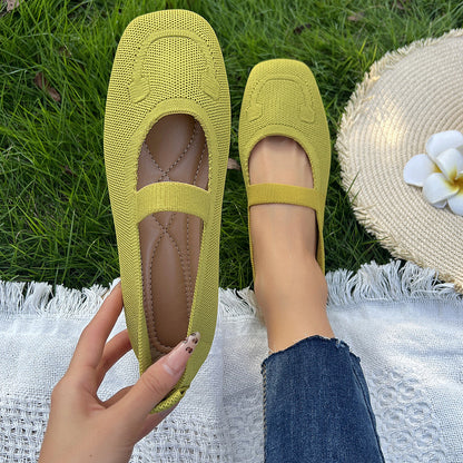 Damen Ballerinas Atmungsaktives Gummi-Obermaterial Verstellbarer