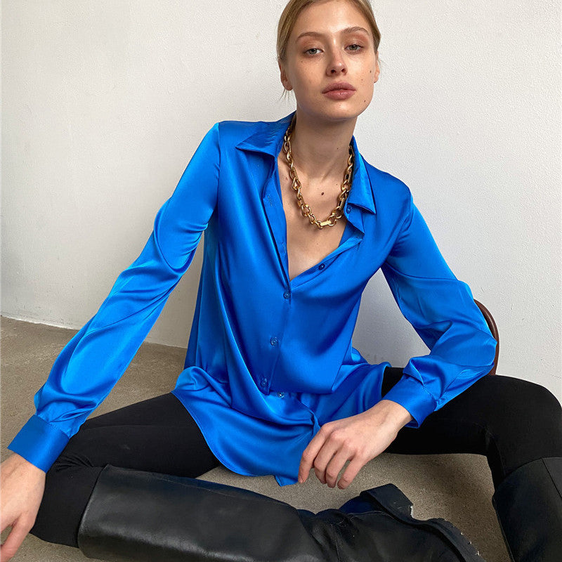 Damen Seidenbluse mit Knopfleiste Elegantes Design