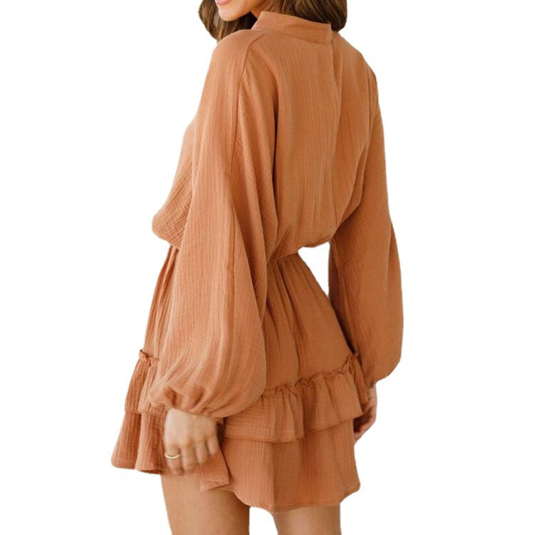 Damen Blusenkleid Rüschendetails Tailliert Eveloria