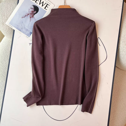 Damen Langarm-Poloshirt Sportlich Eleganter Kragen Weiß Eveloria