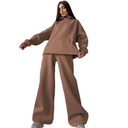 Damen Sportanzug Weite Hose Kapuze Eveloria