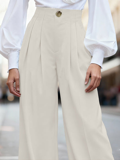 Damen Weite Hochtaillierte Hosen Faltenwurf Eveloria