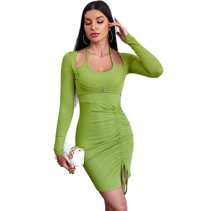 Damen Minikleid Rüschendetails Cut-Out Eveloria