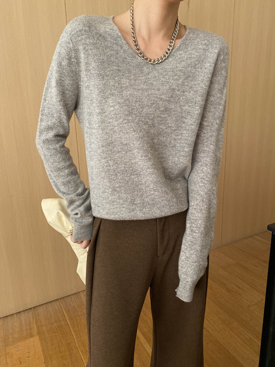 Damen Pullover V-Ausschnitt Weich Evelyn