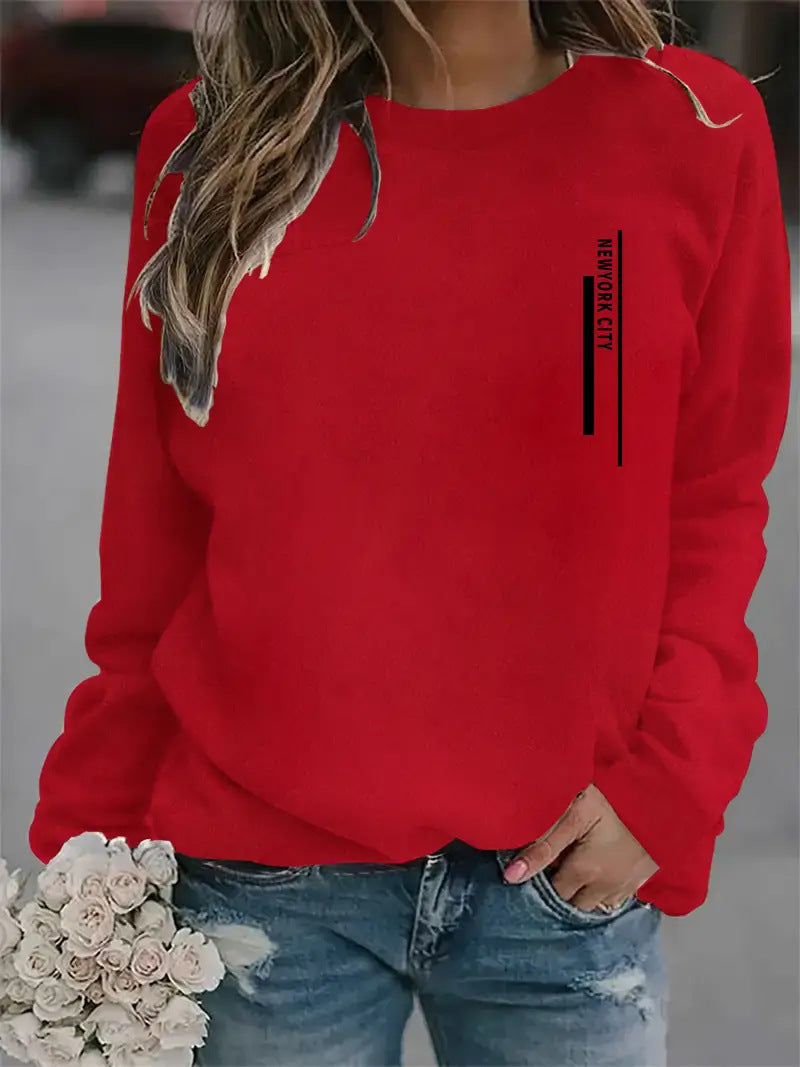 Damen Sweatshirt Städte-Aufdruck Eveloria Modern