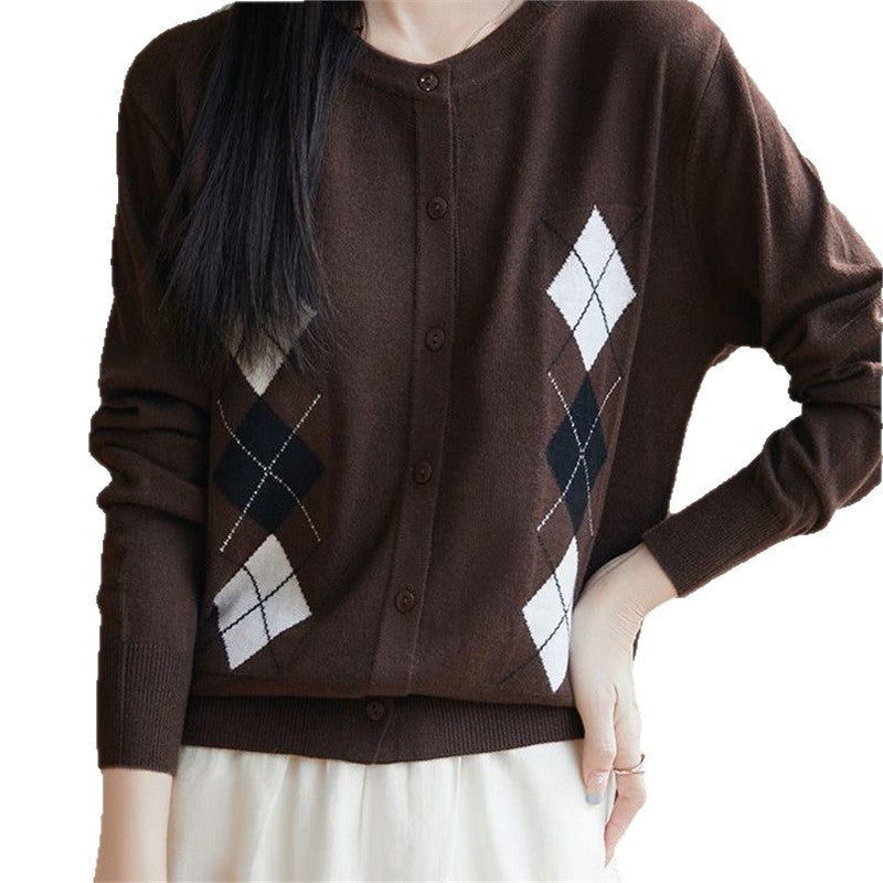 Damen Strickjacke Rautenmuster Eveloria