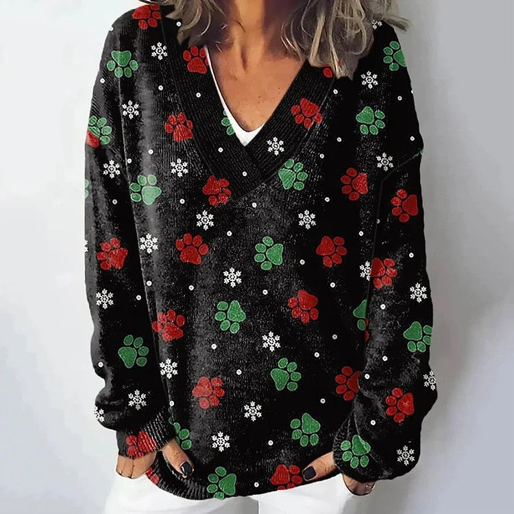 Damen Strickpullover Landschaftsmuster Eveloria