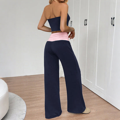Damen Lounge-Set Bandeau-Oberteil Weite Hose
