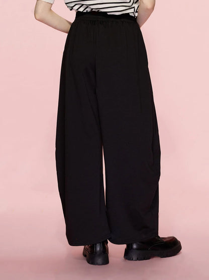 Damen Palazzo-Hose Elastischer Bund Falten Eveloria