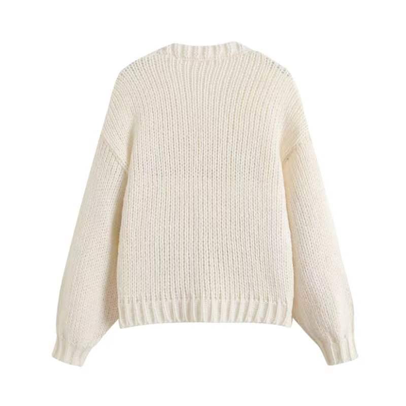 Damen Strickjacke Frucht-Applikationen Knopfdetails Eveloria