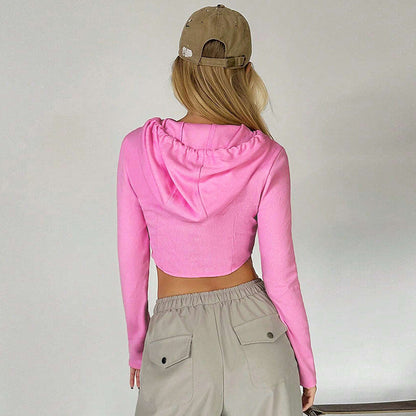 Damen Cropped Hoodie Langärmlig Figurbetonend Eveloria