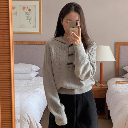 Damen Strickpullover Großer Kragen Eveloria